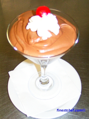 Chocolate mousse dessert in martini glass