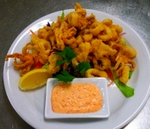 Deep-fried calamari appetizer